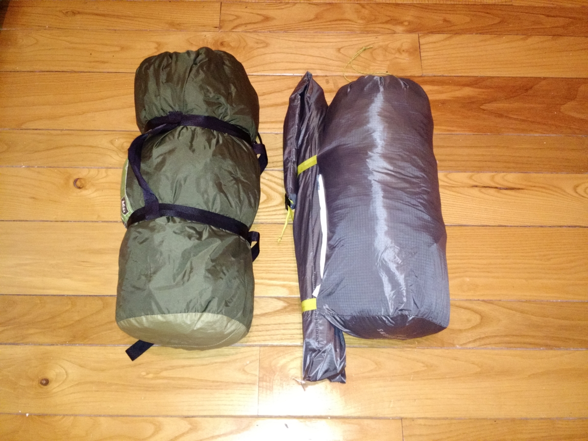 Quartdome (left), Sierra Designs Convert 2 (right).