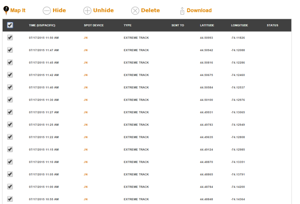 Select all locations from page 1.
