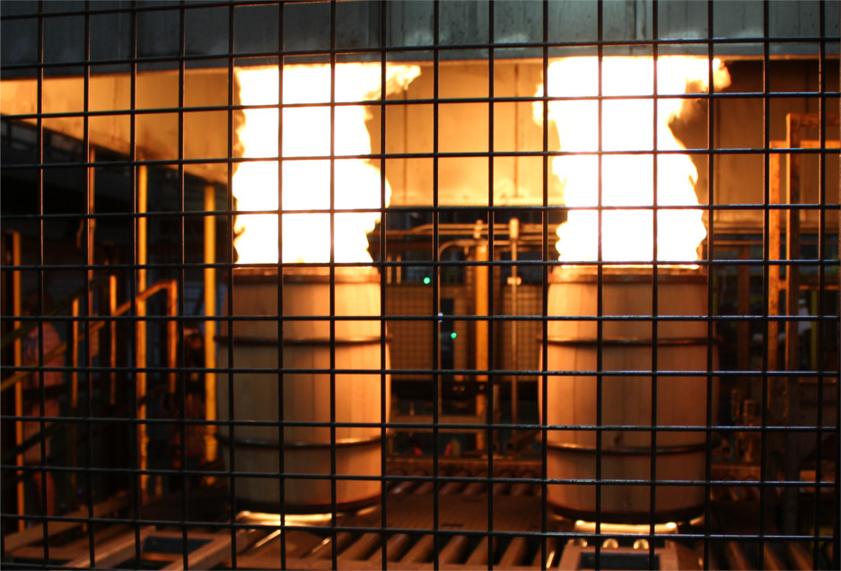 barrels on fire