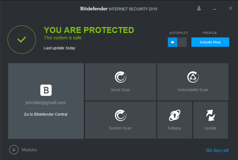 Bitdefener User Interface